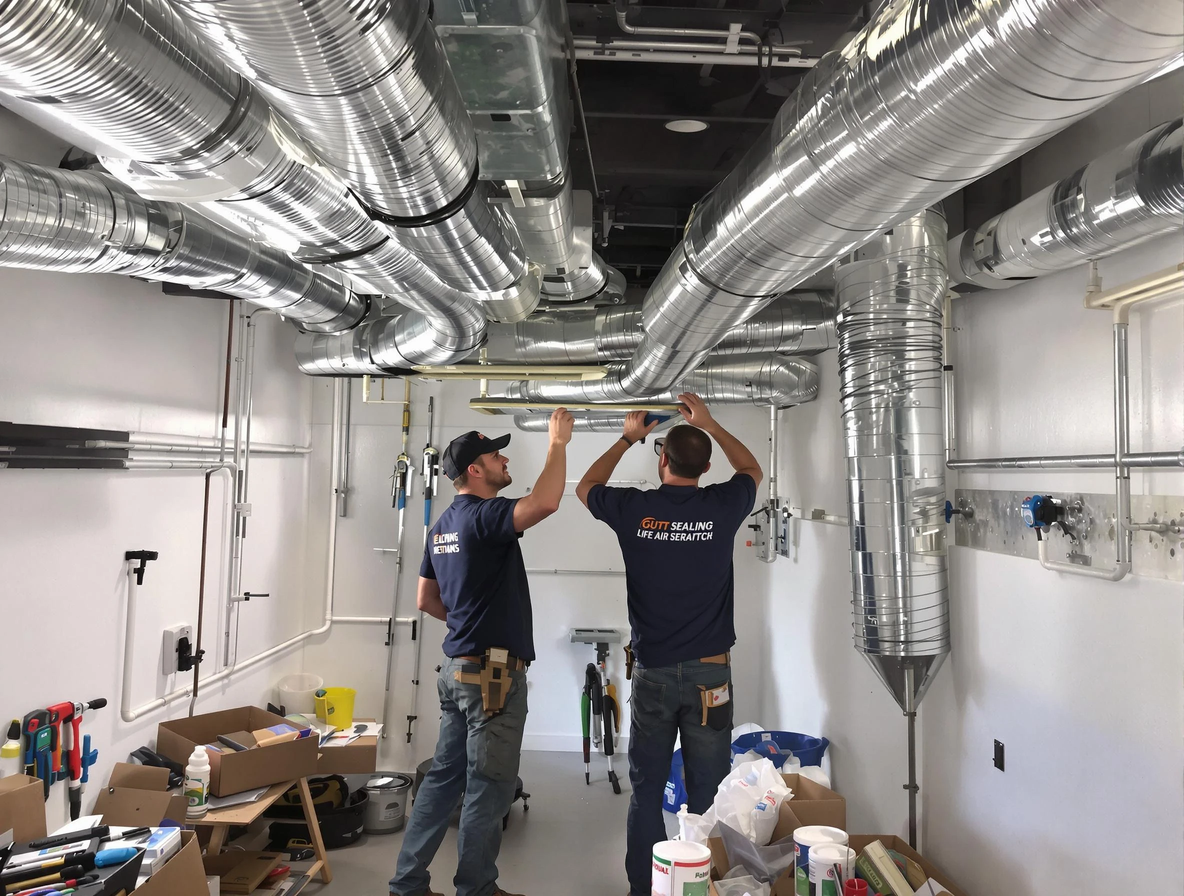 Hueytown Air Duct Cleaning technician applying professional duct sealing solutions in Hueytown